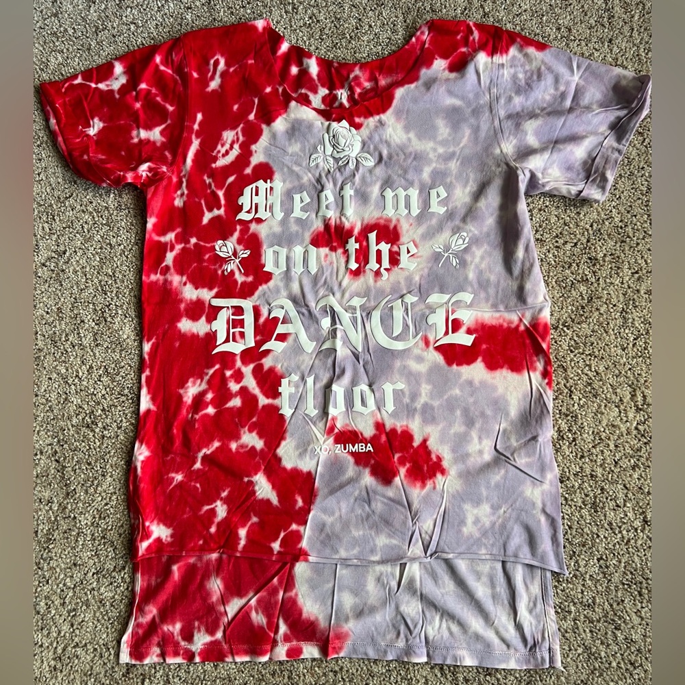 Zumba Fitness Tie-Dye Kids Tee in Red & Light Purple